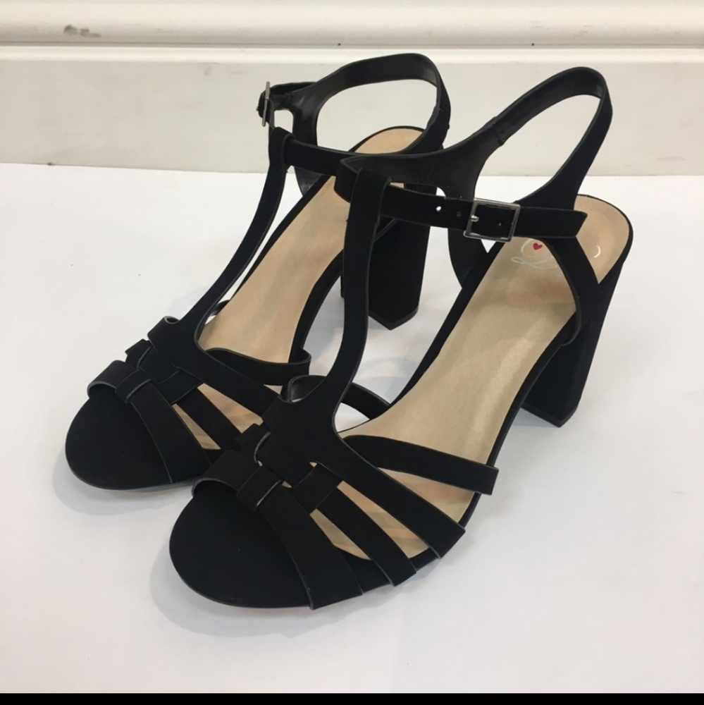 Faux Suede T-Strap Heels